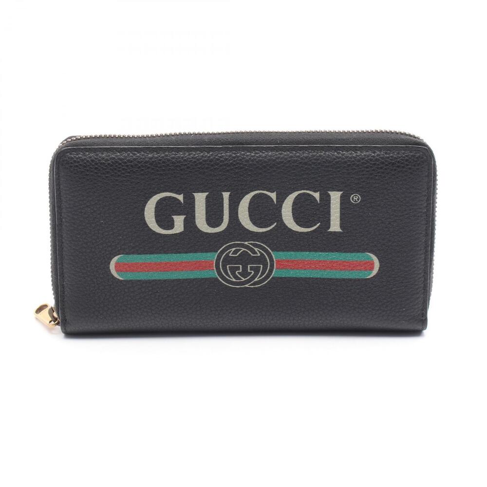 Gucci Zip Around Wallet Round Long Leather Black